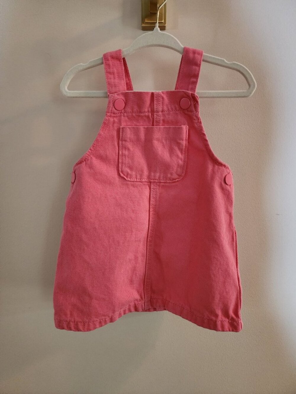 Primark Baby Denim Pinafore Dress — Coral Pink, Size 6-9M | Jumper Dress